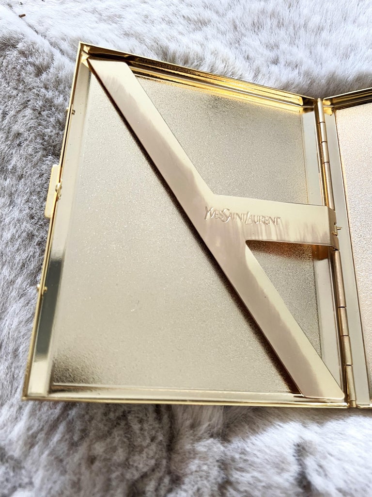 YSL Yves Saint Laurent Gold Plated Retro Black Red Cigarette Case at  1stDibs