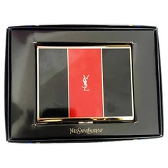 YSL Yves Saint Laurent Gold Plated Vintage Black Red Cigarette Case