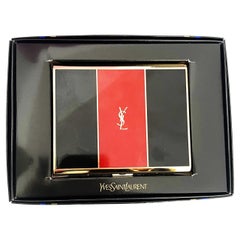 YSL Yves Saint Laurent Etui à Cigarettes Rétro Noir Rouge Plaqué Or