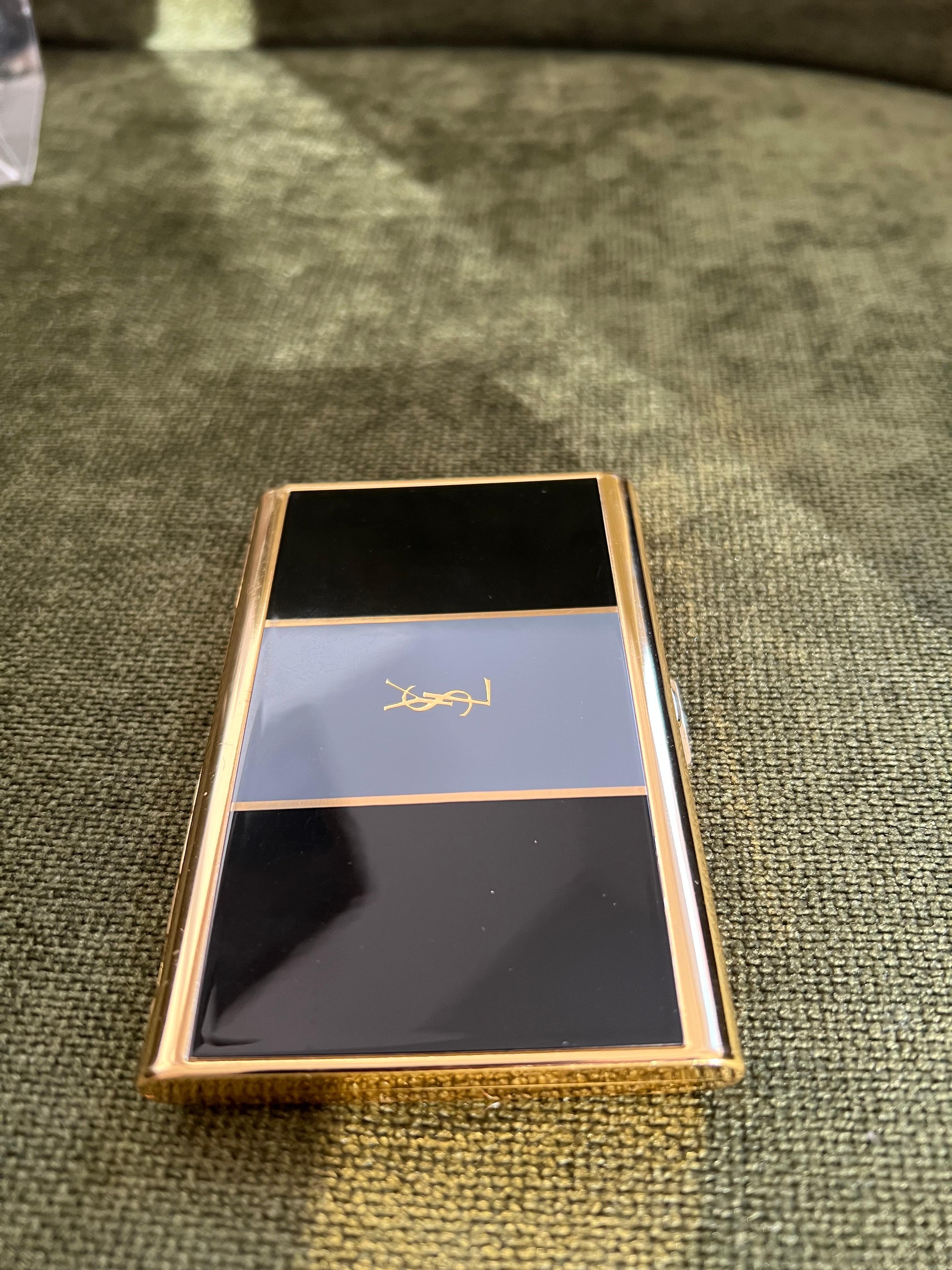 “YSL” Yves Saint Laurent Gold Plated Retro Cigarette Case In Excellent Condition For Sale In New York, NY