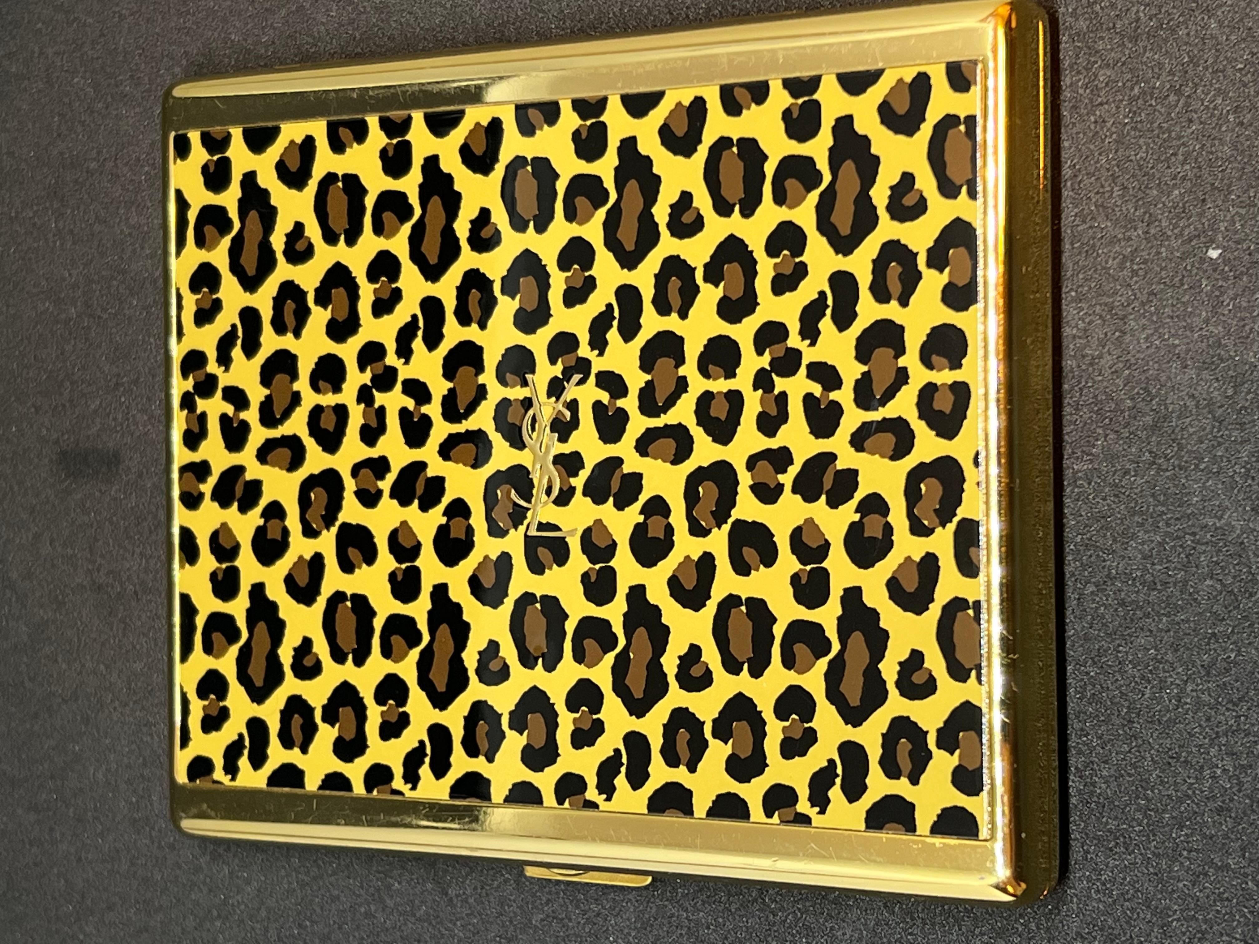 Art Deco “YSL” Yves Saint Laurent Gold Plated Retro “Jungle” Cigarette Case For Sale