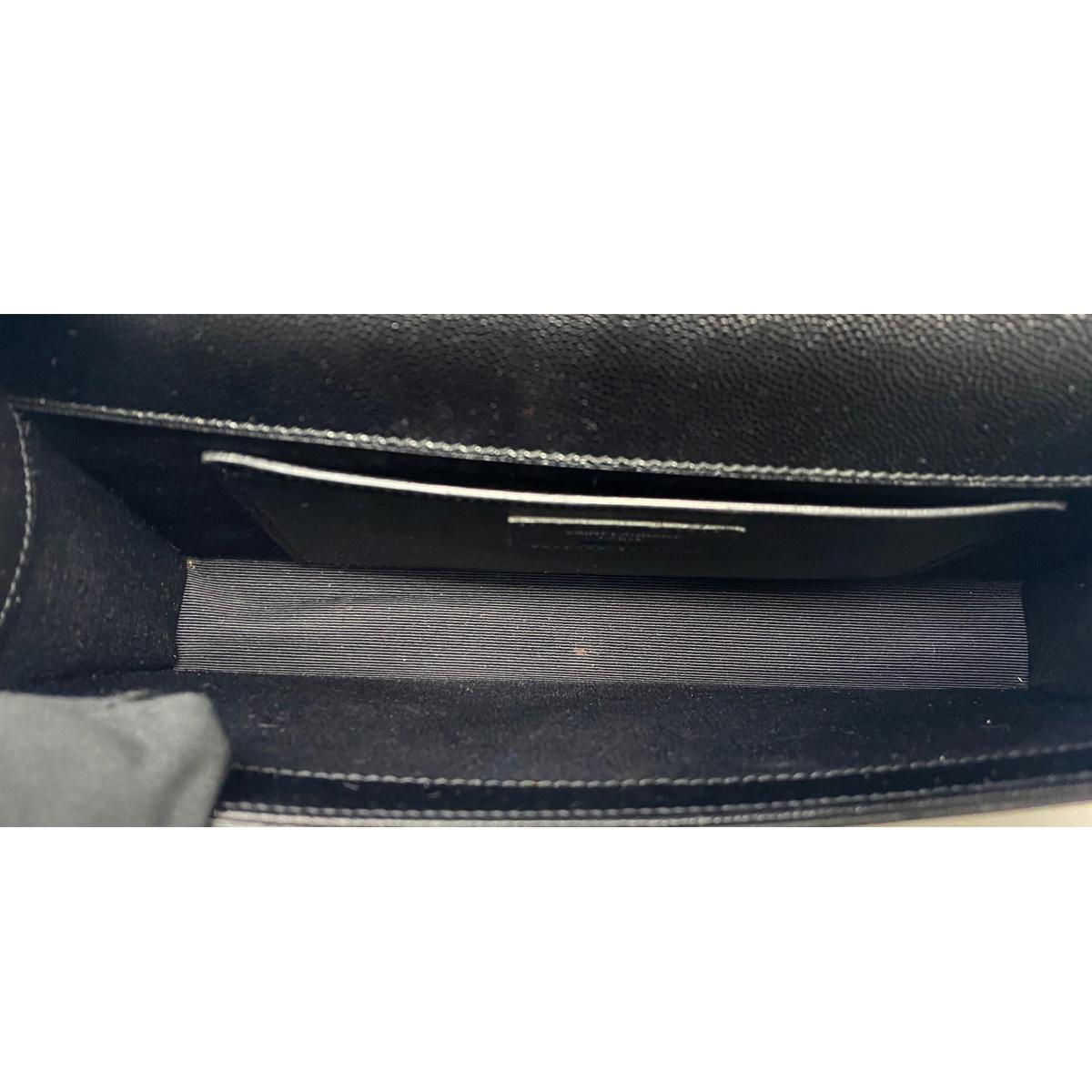 YSL Yves Saint Laurent Kate Black Pebbled Leather Clutch 1