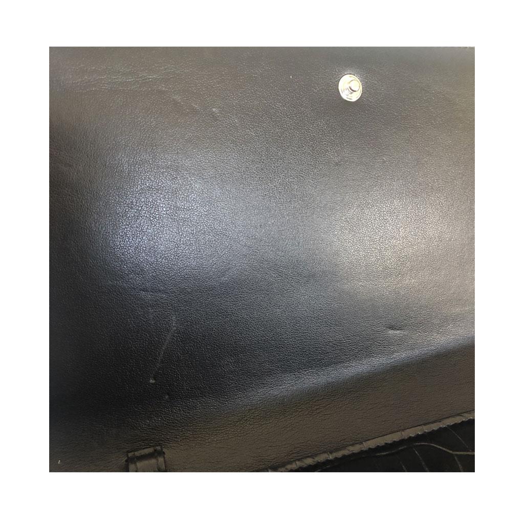 YSL Yves Saint Laurent Kate Croc Black Clutch SHW Bag 2