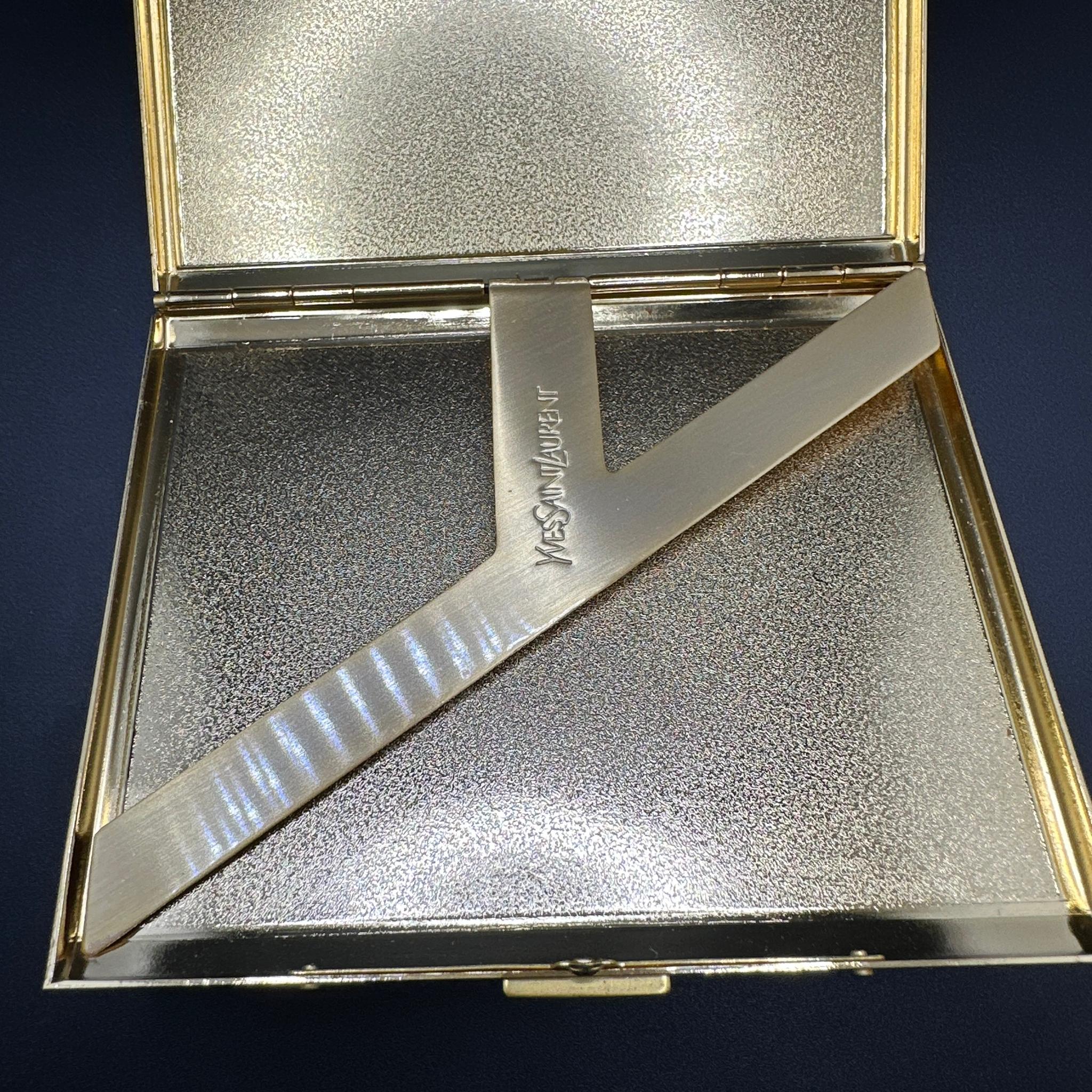 “YSL” Yves Saint Laurent Large Gold Plated Retro Cigarette Case In Excellent Condition In New York, NY