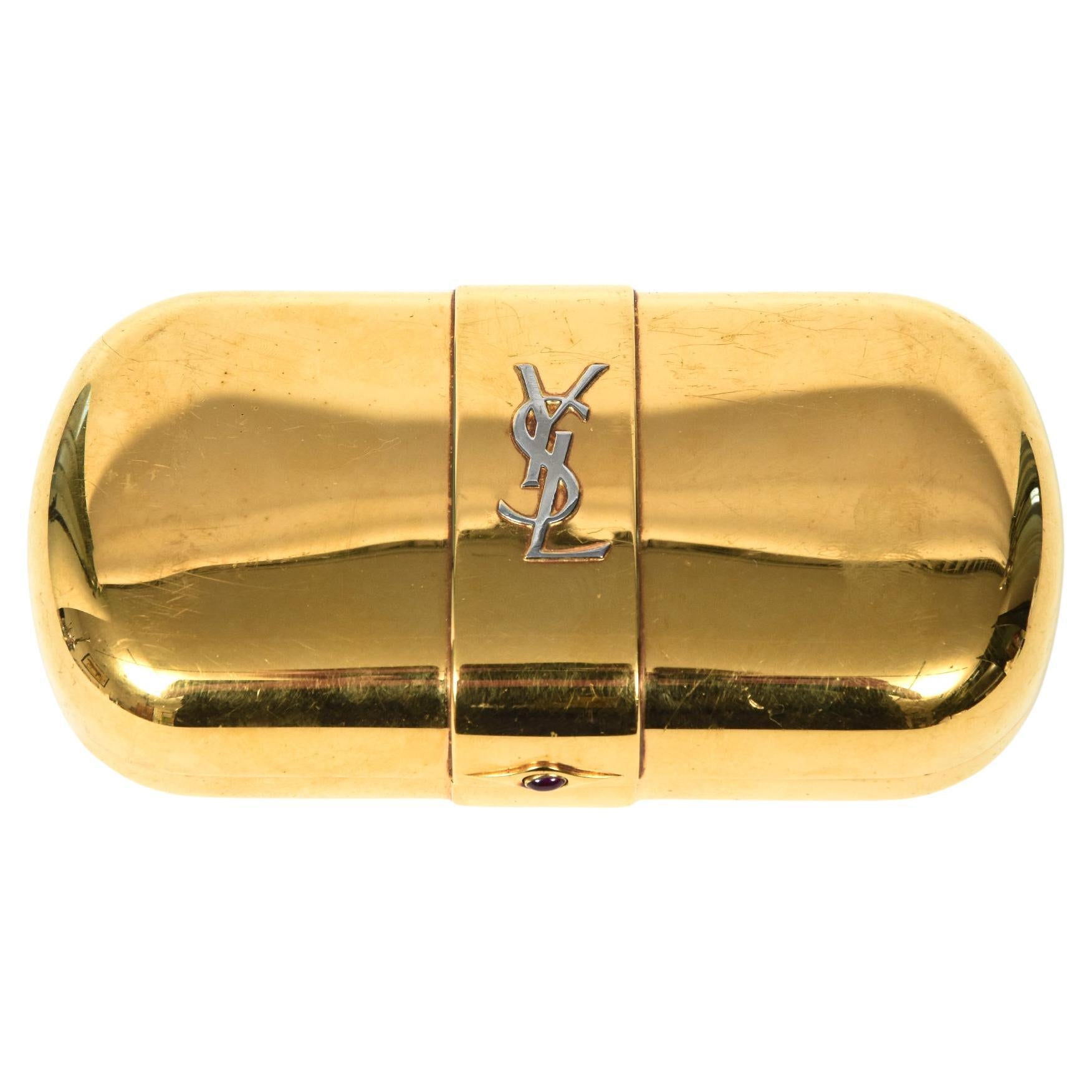 YSL Yves Saint Laurent Minaudière Gold Clutch Evening Bag Circa 1980s