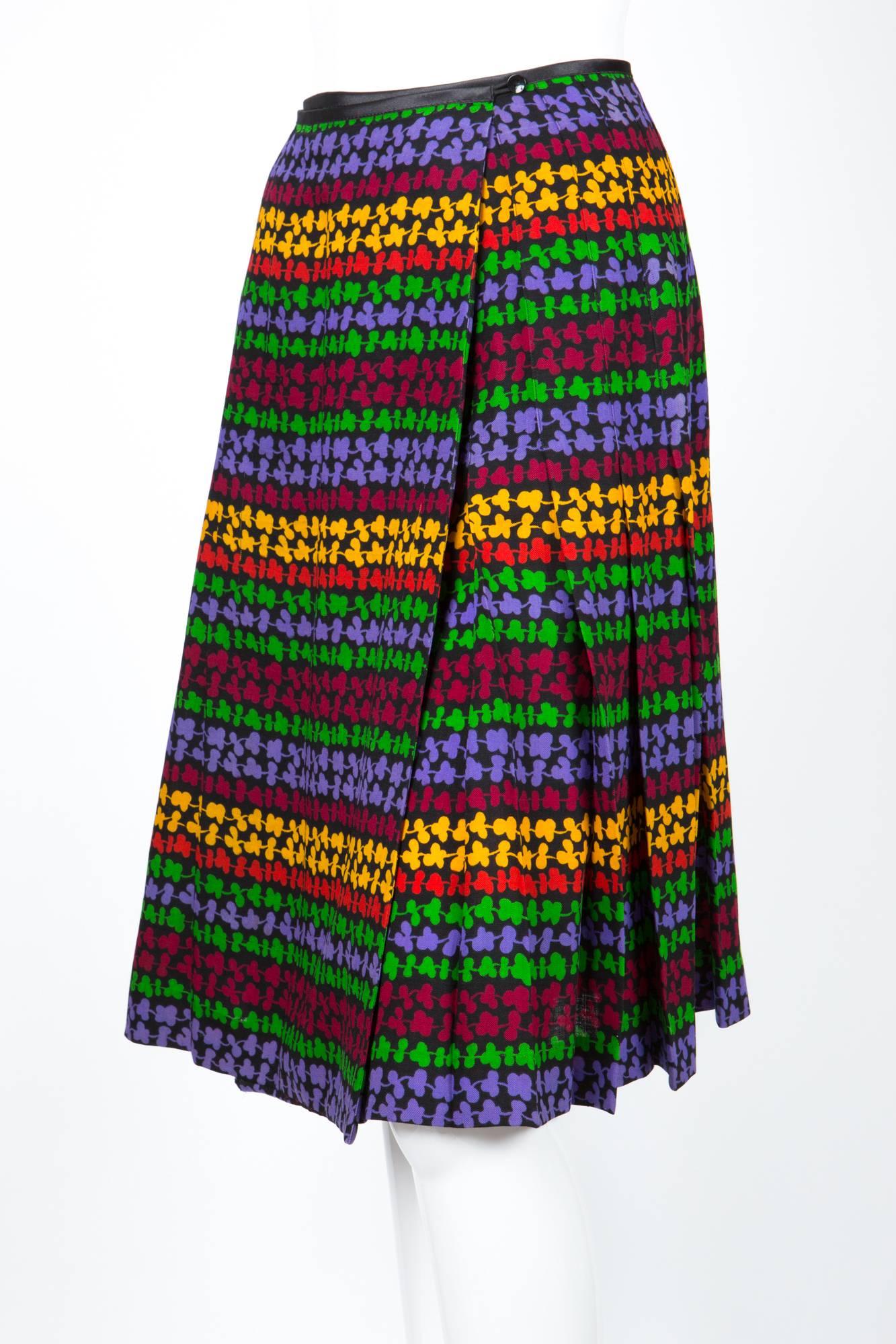 YSL Yves Saint Laurent Multicoloured Wool Skirt In Good Condition For Sale In Paris, FR