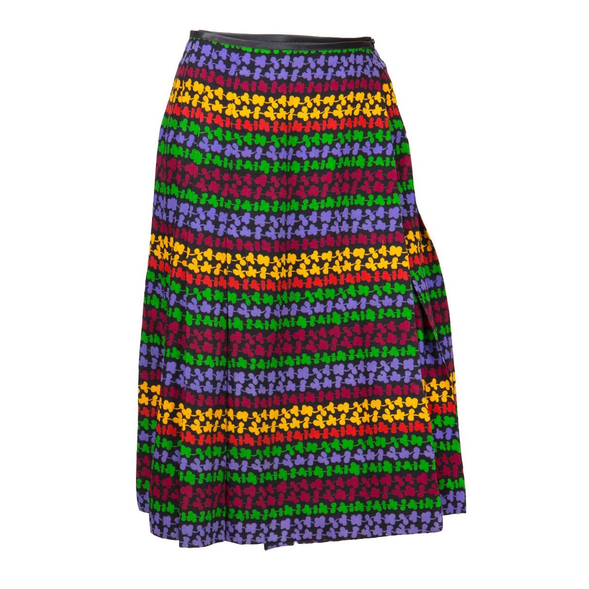 YSL Yves Saint Laurent Multicoloured Wool Skirt For Sale