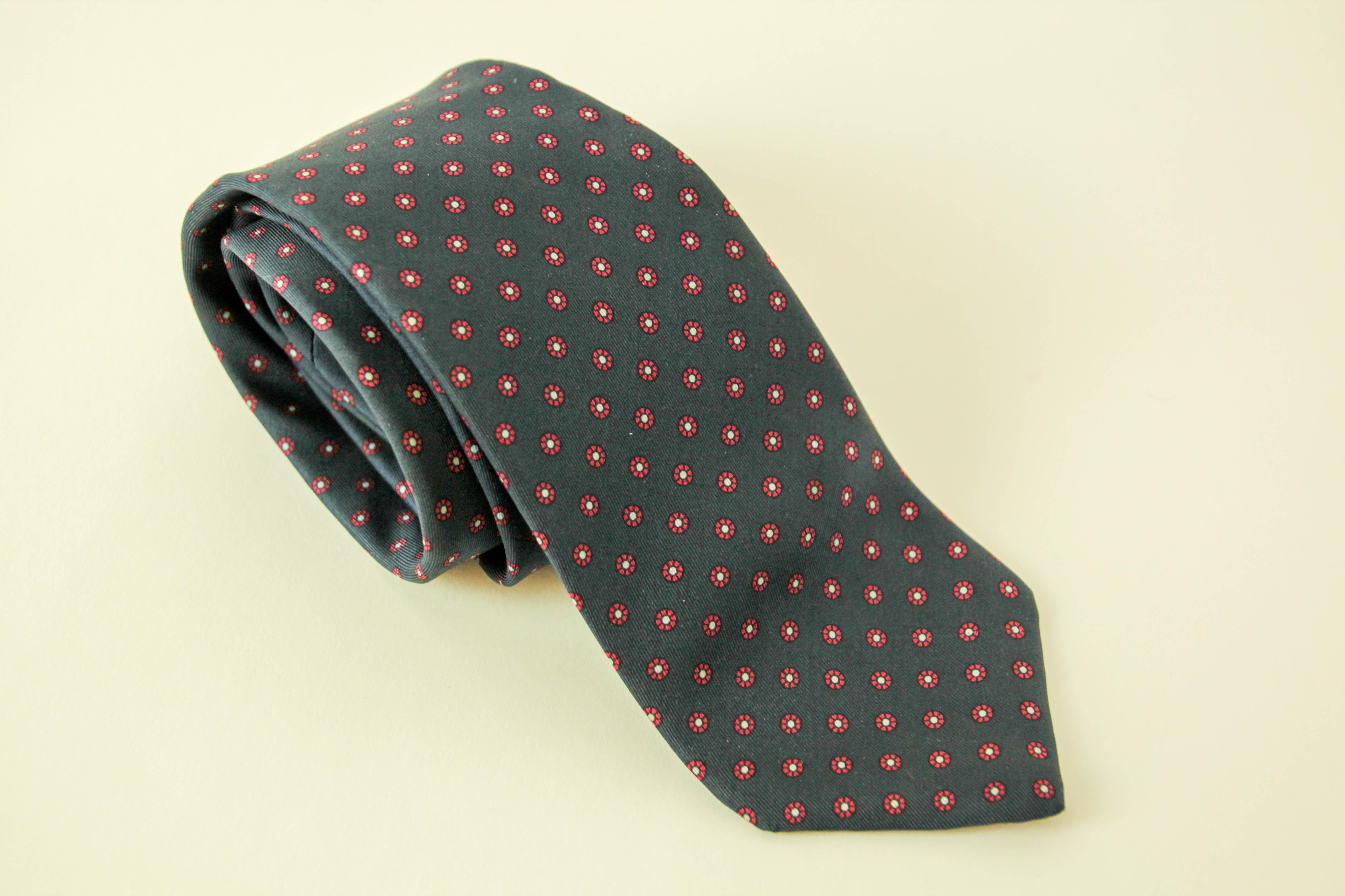 YSL Yves Saint Laurent Necktie Mens BLue and Red Silk Abstract Design For Sale 5