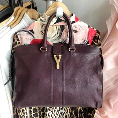 YSL Yves Saint Laurent Plum Cabas Chyc Large Satchell Bag