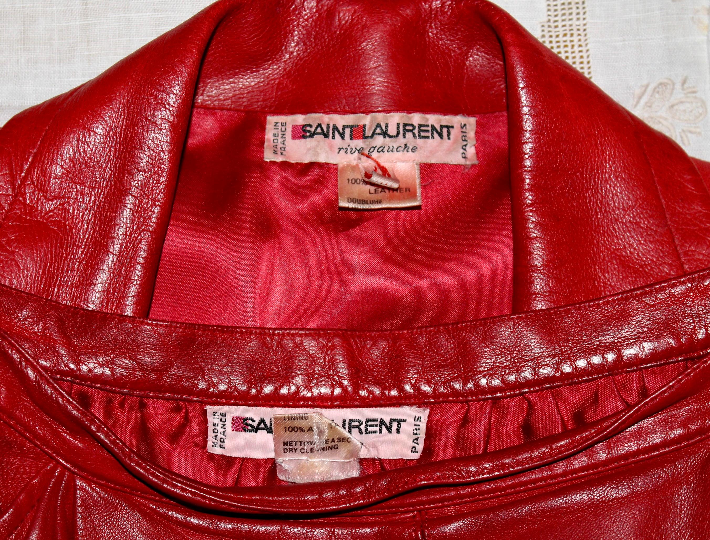 YSL Yves Saint Laurent Red Leather Suit For Sale 5