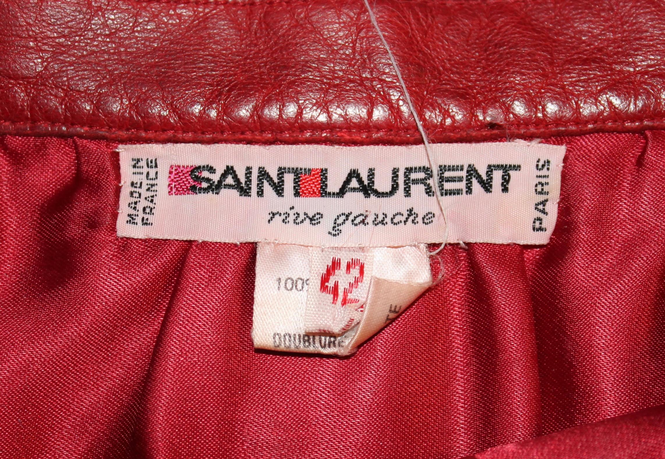 YSL Yves Saint Laurent Abito in pelle rossa 9