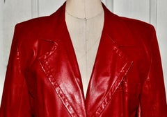 YSL Yves Saint Laurent Red Leather Suit