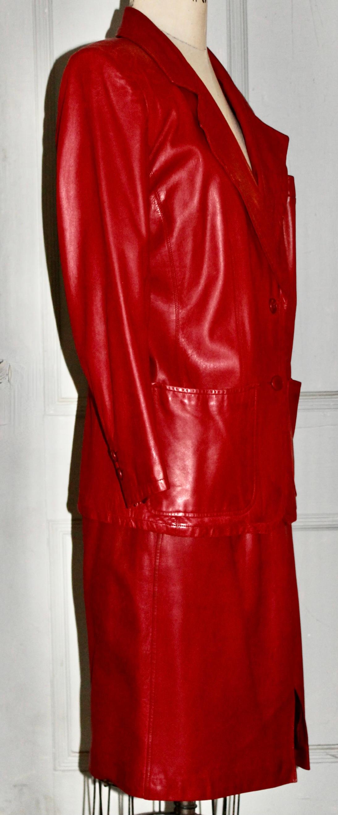 red leather suit men