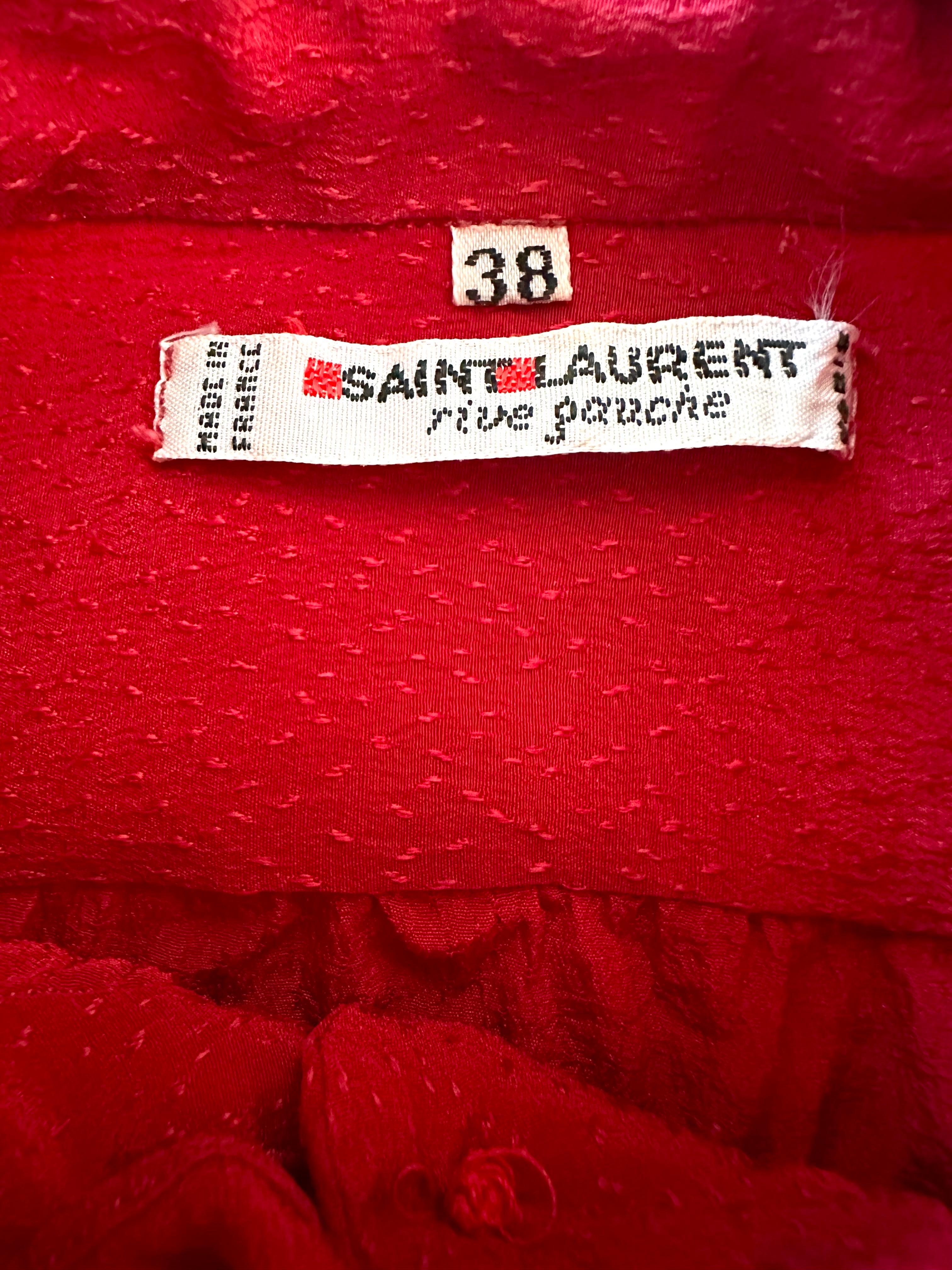 YSL Yves saint Laurent Red silk Blouse  For Sale 6
