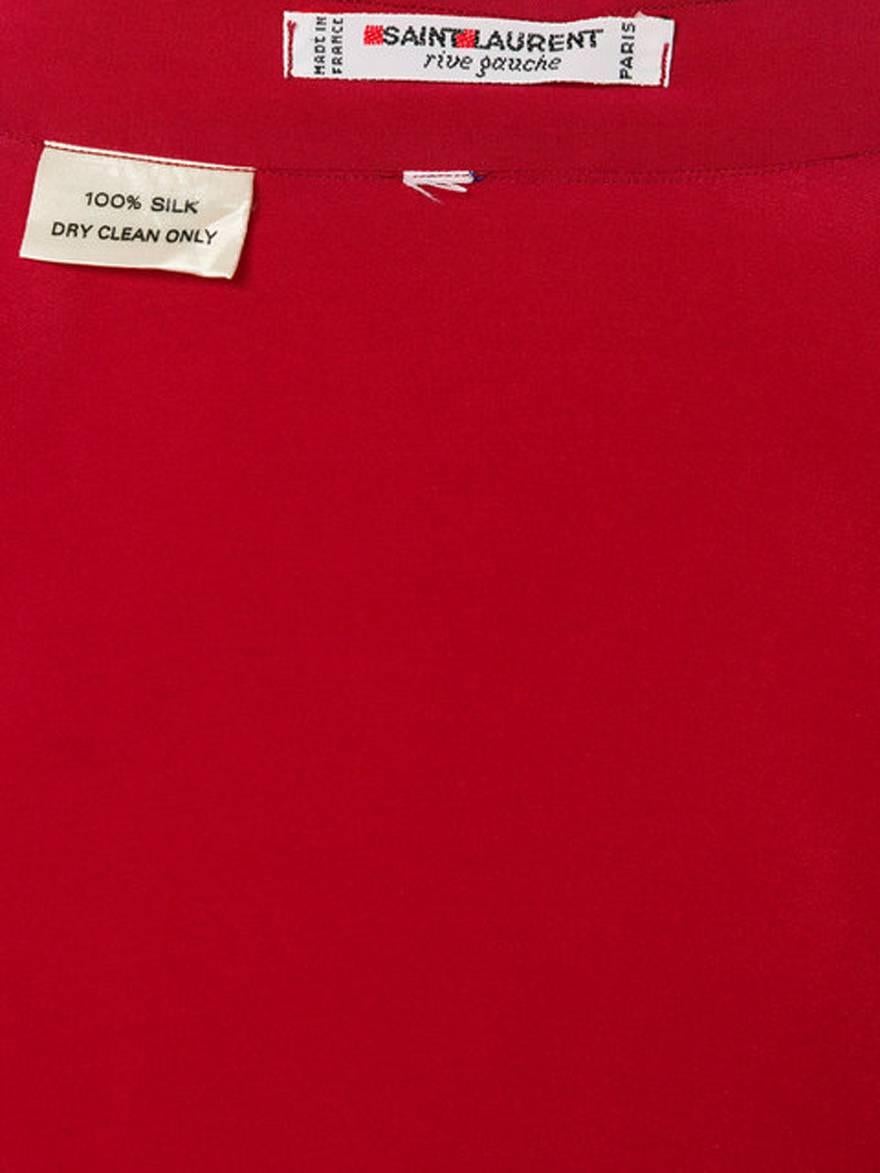 YSL Yves Saint Laurent Red Silk Blouse In Excellent Condition In Paris, FR