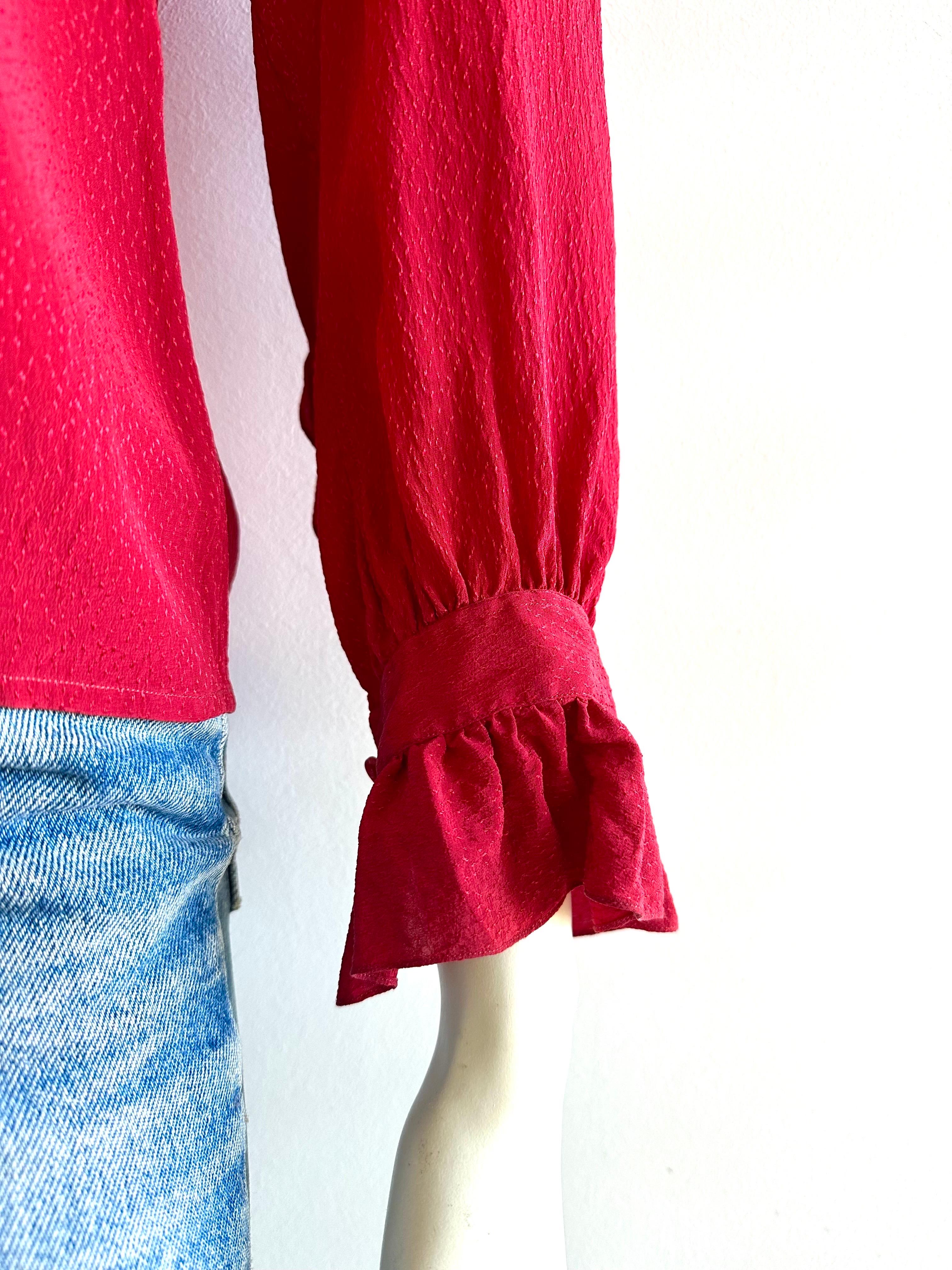 Women's YSL Yves saint Laurent Red silk Blouse  For Sale