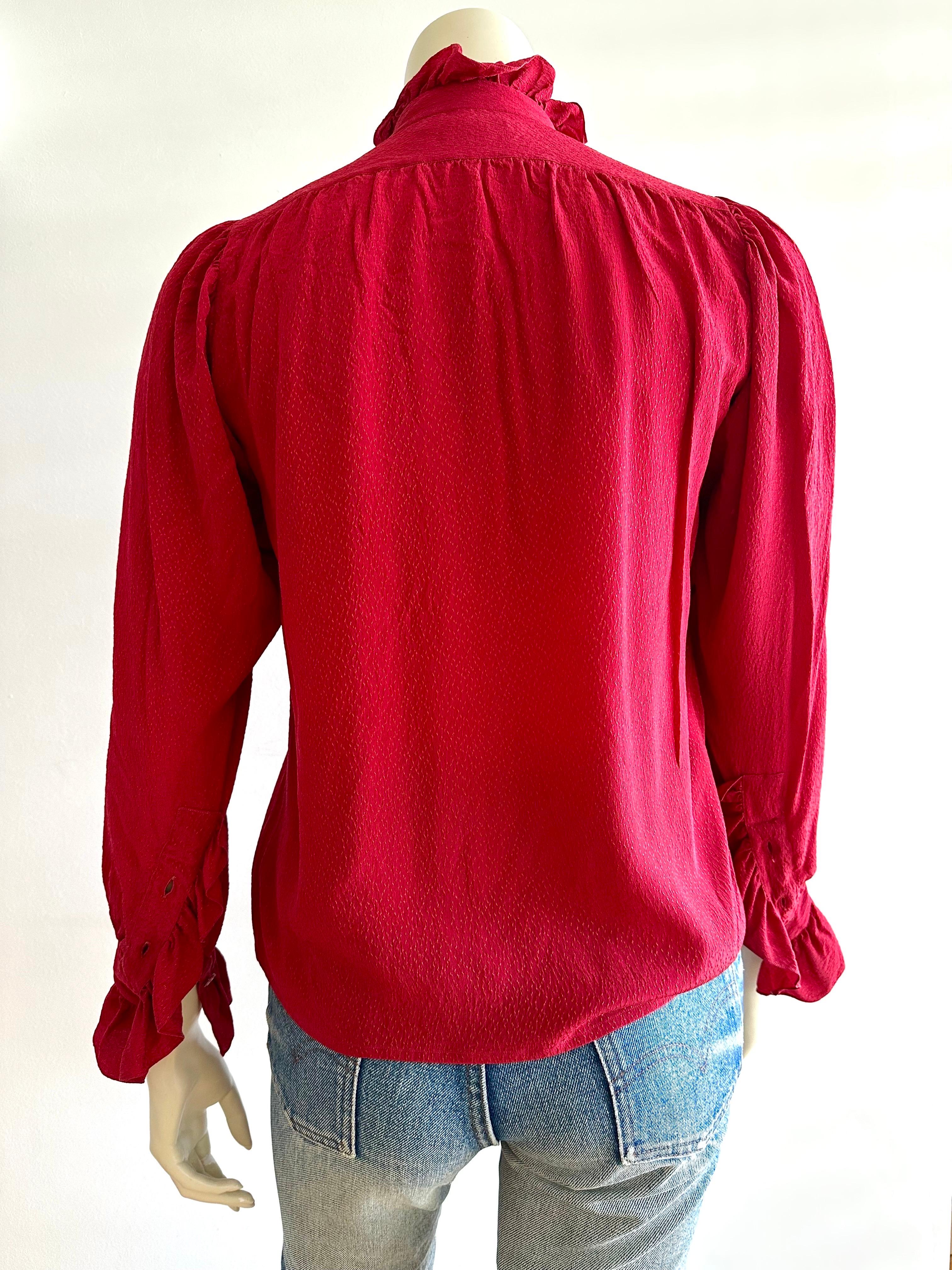 YSL Yves saint Laurent Red silk Blouse  For Sale 3