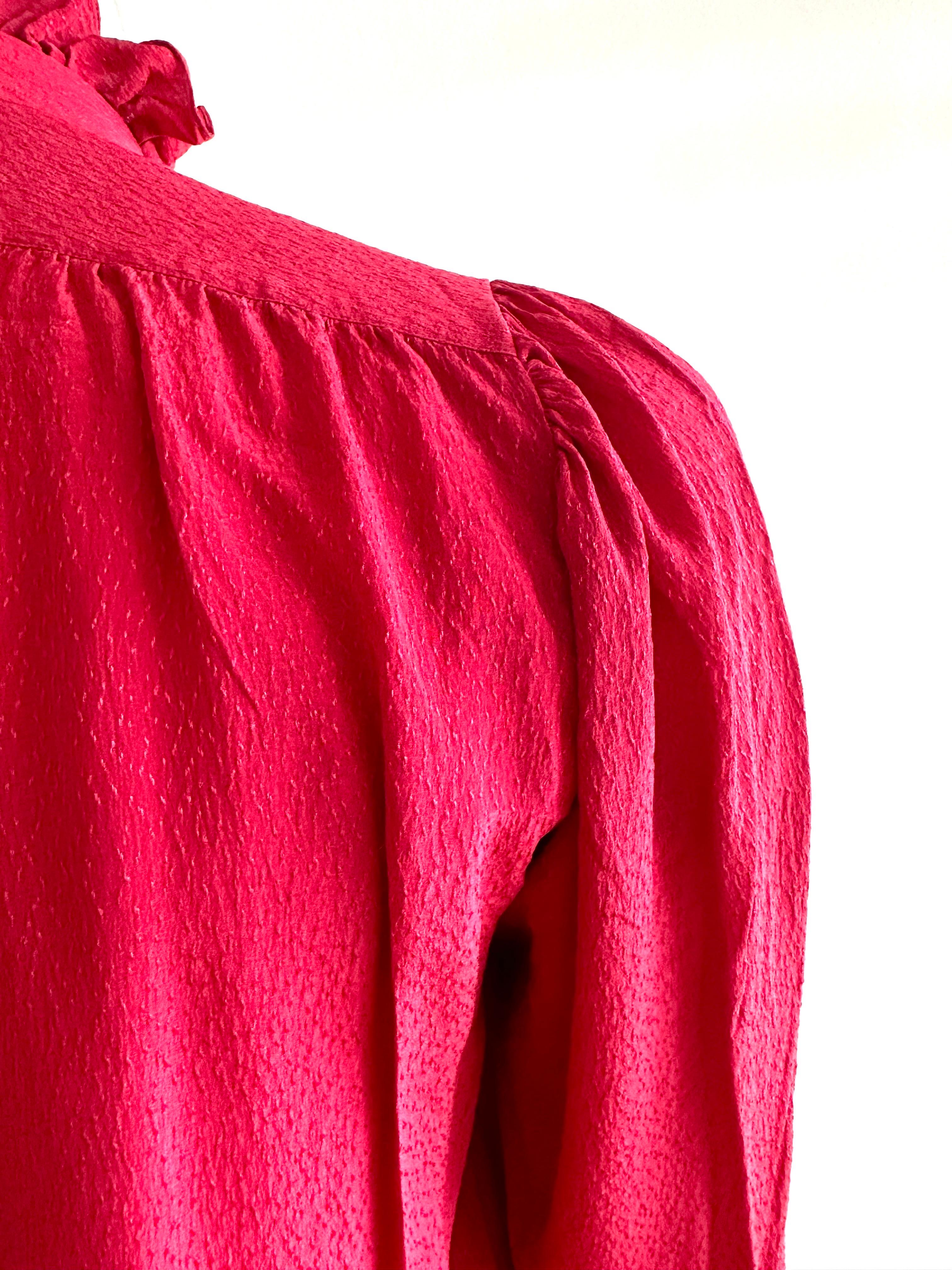 YSL Yves saint Laurent Red silk Blouse  For Sale 5
