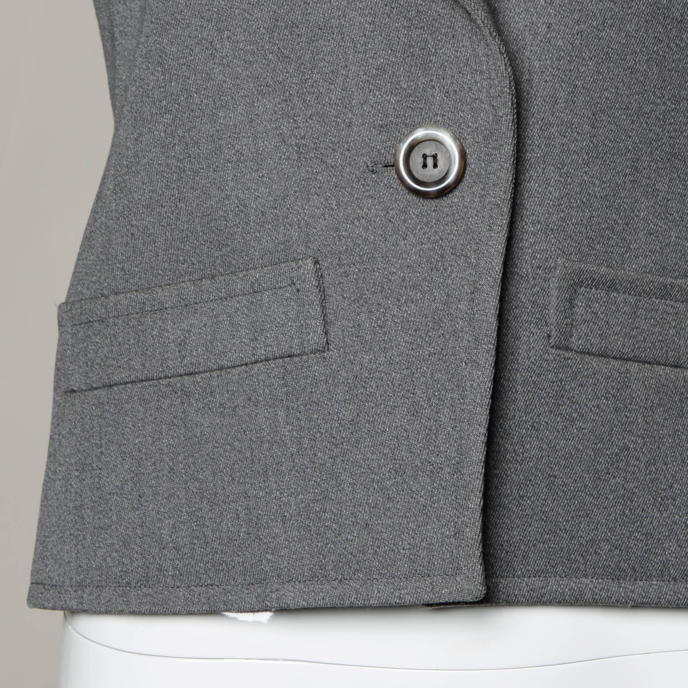 YSL Yves Saint Laurent Rive Gauche Vintage Gray Wool Blazer Jacket For Sale 1