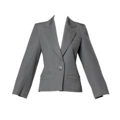 YSL Yves Saint Laurent Rive Gauche Vintage Gray Wool Blazer Jacket