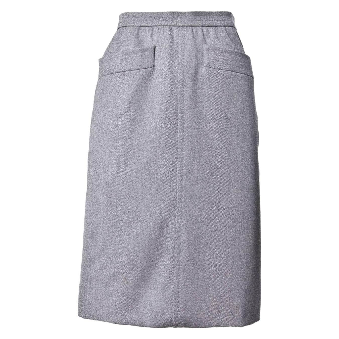 YSL Yves Saint Laurent Vintage 1960s 60s Gray Wool Pencil Skirt