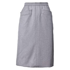 YSL Yves Saint Laurent Vintage 1960s 60s Gray Wool Pencil Skirt