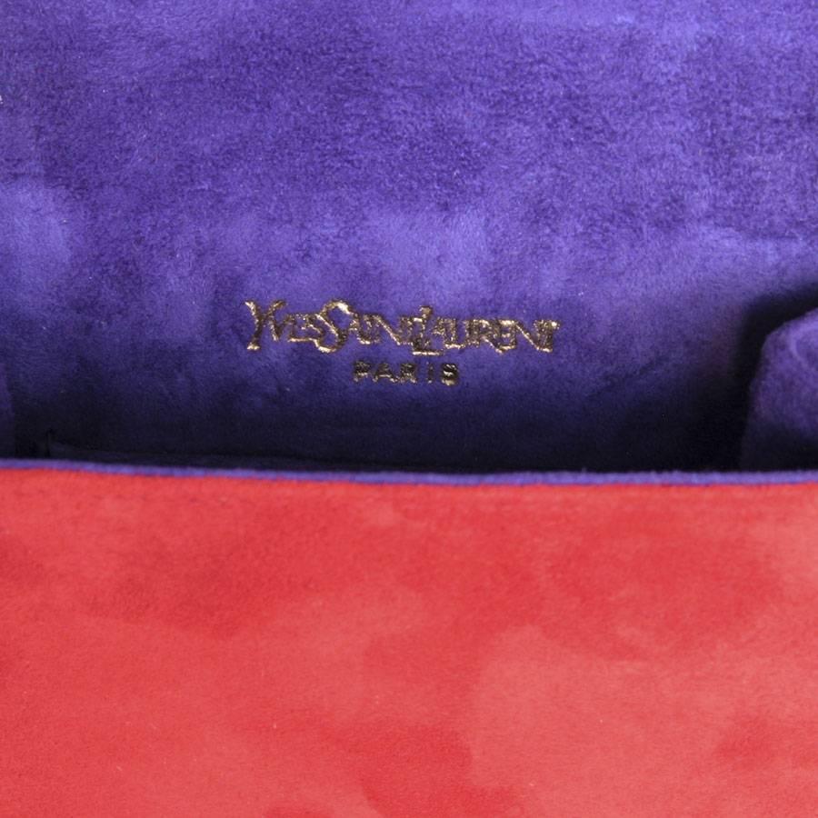 Women's YSL YVES SAINT LAURENT Vintage Bag in Red and Purple Suede