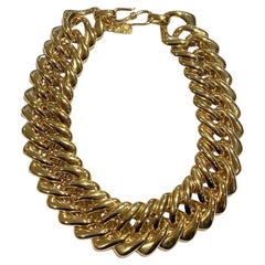 YSL YVES SAINT LAURENT vintage Chain Necklace in Gilt Metal