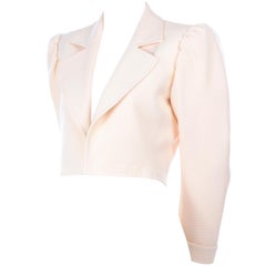 YSL Yves Saint Laurent Vintage Cream Open Front Cropped Jacket or Blazer