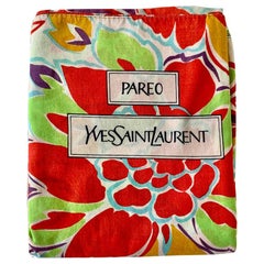 YSL YVES SAINT LAURENT Pareo multicolore vintage en coton