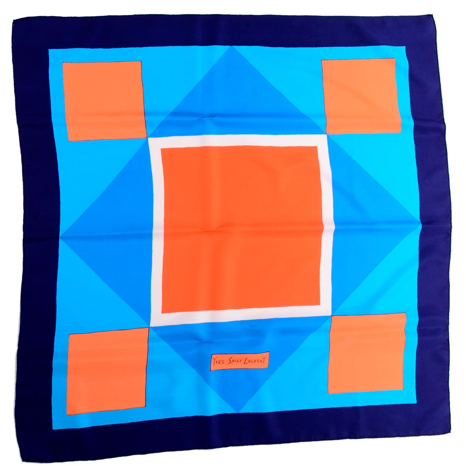 orange and blue silk scarf