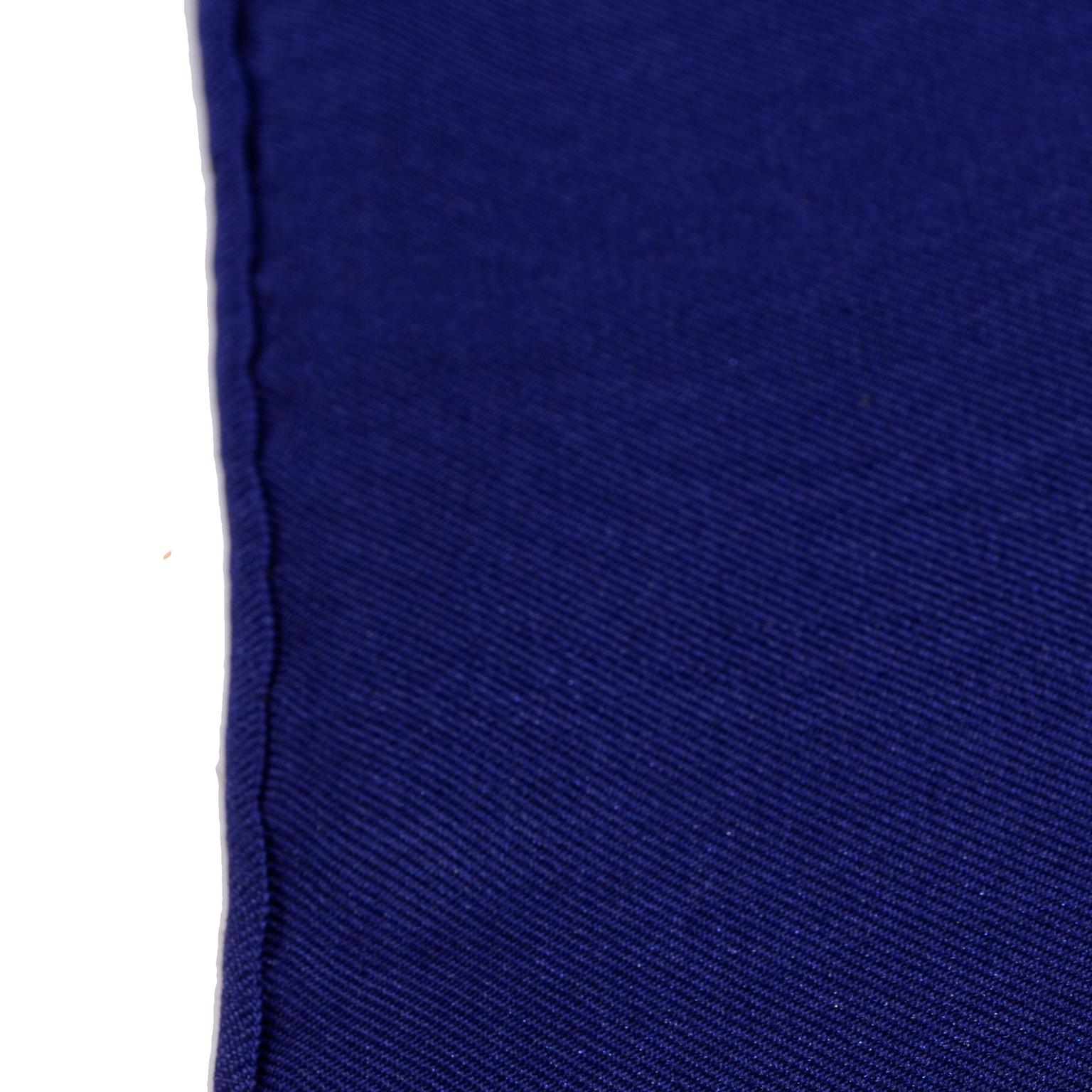 YSL Yves Saint Laurent Vintage Silk Scarf in Bold Colorful Blue & Orange Print 1
