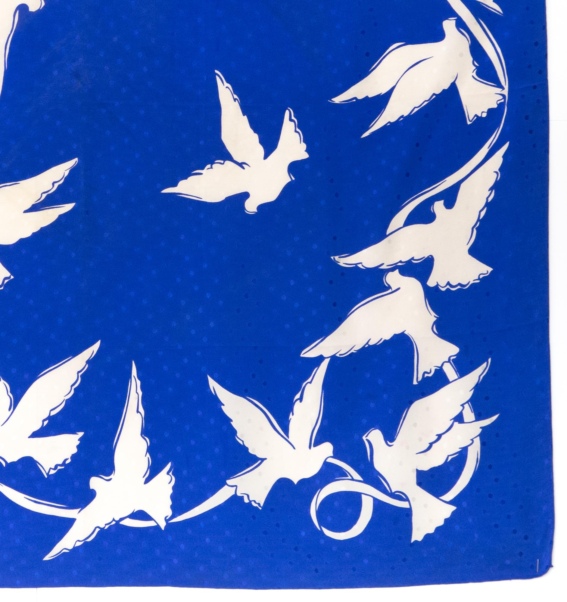 YSL Yves Saint Laurent White Doves Silk Scarf For Sale 1