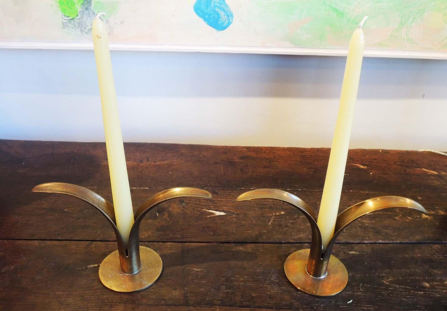 Swedish Ystad Brass Candlestick Holders For Sale