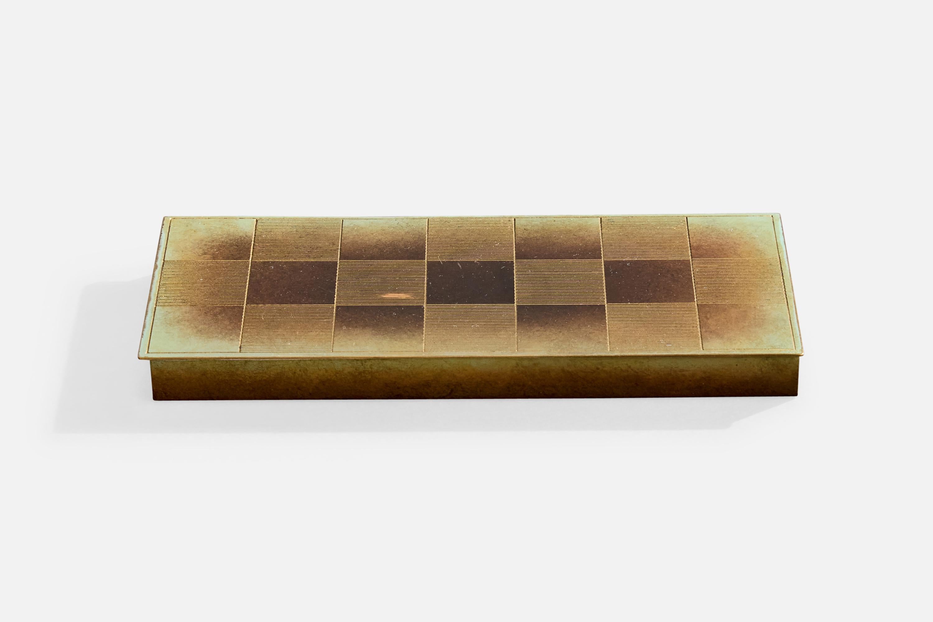 Ystad Brons, Kiste mit Deckel, Bronze, Holz, Schweden, 1950er Jahre (Moderne der Mitte des Jahrhunderts) im Angebot