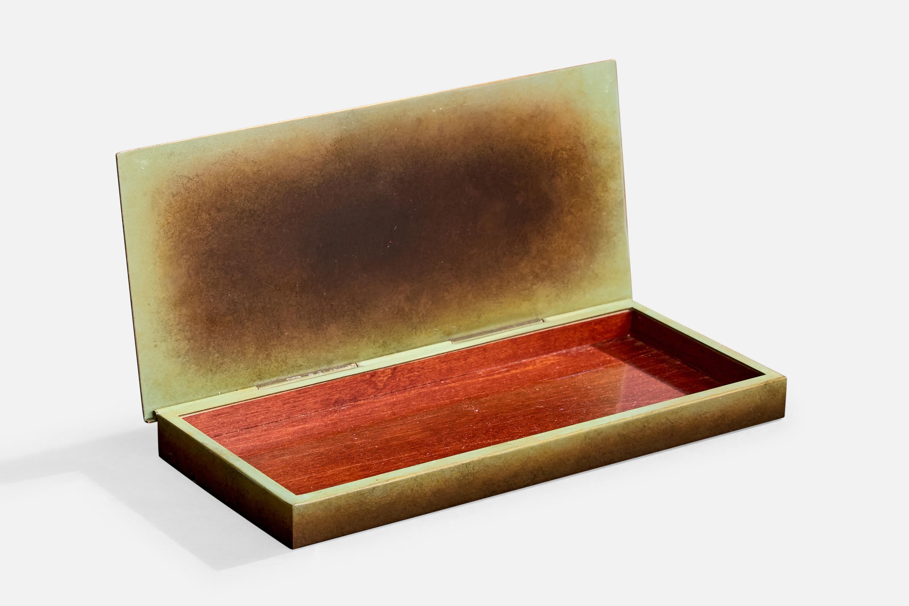 Ystad Brons, Kiste mit Deckel, Bronze, Holz, Schweden, 1950er Jahre (Schwedisch) im Angebot