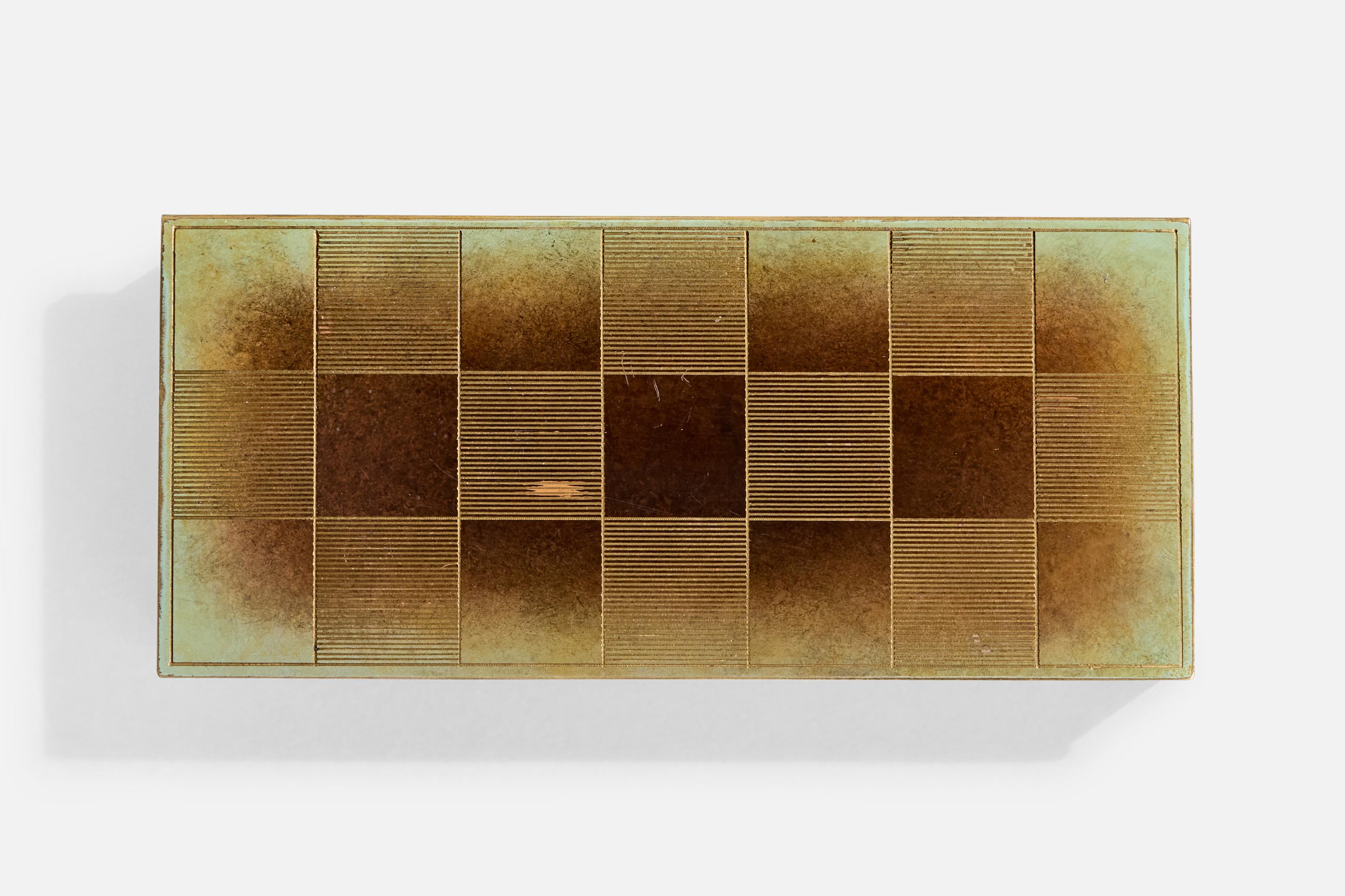 Ystad Brons, Kiste mit Deckel, Bronze, Holz, Schweden, 1950er Jahre im Zustand „Gut“ im Angebot in High Point, NC