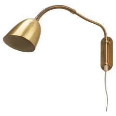 Vintage Ystad Metall, Adjustable Wall Light, Brass, Sweden, 1940s