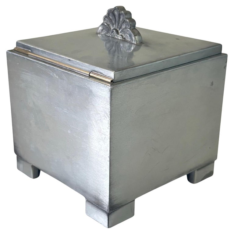 Ystad Metall, art deco table top cigarette box, pewter and wood, Sweden,  1930s For Sale at 1stDibs