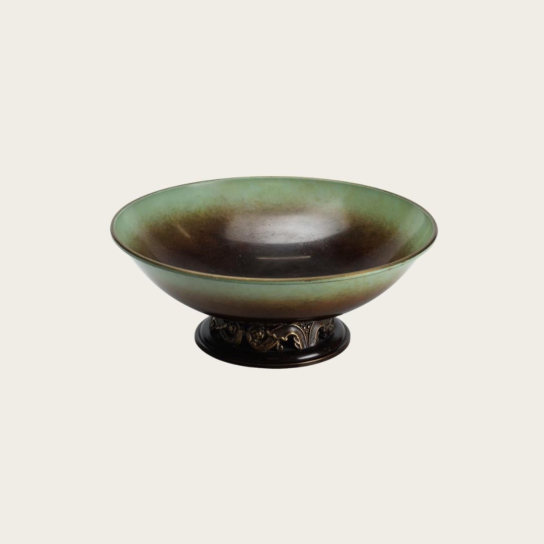 1930's Sweden. Maker’s mark on underside. With patinated bronze green and brown gradient.