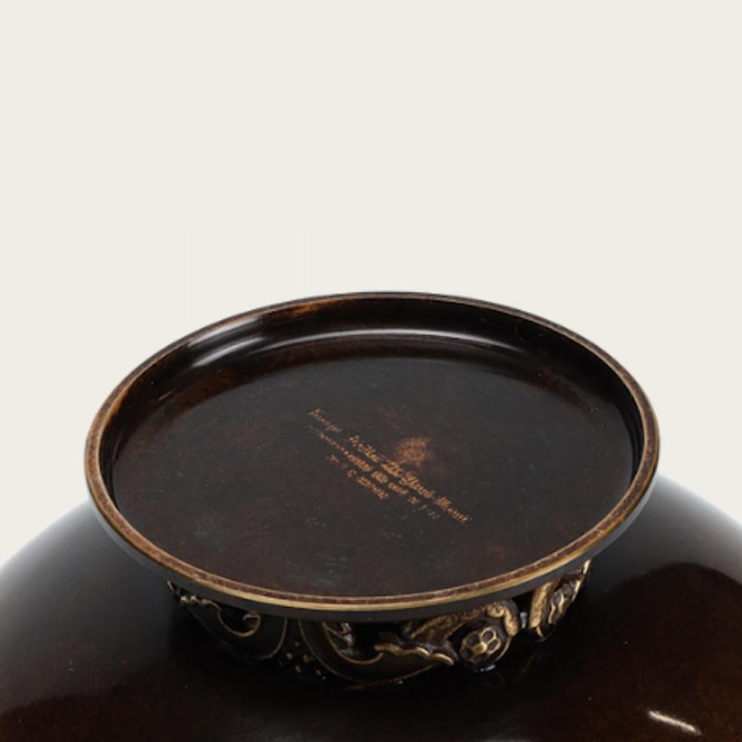 Ystad-Metall Bronze Footed Bowl with Decorative Relief Details on Base In Good Condition For Sale In Brooklyn, NY