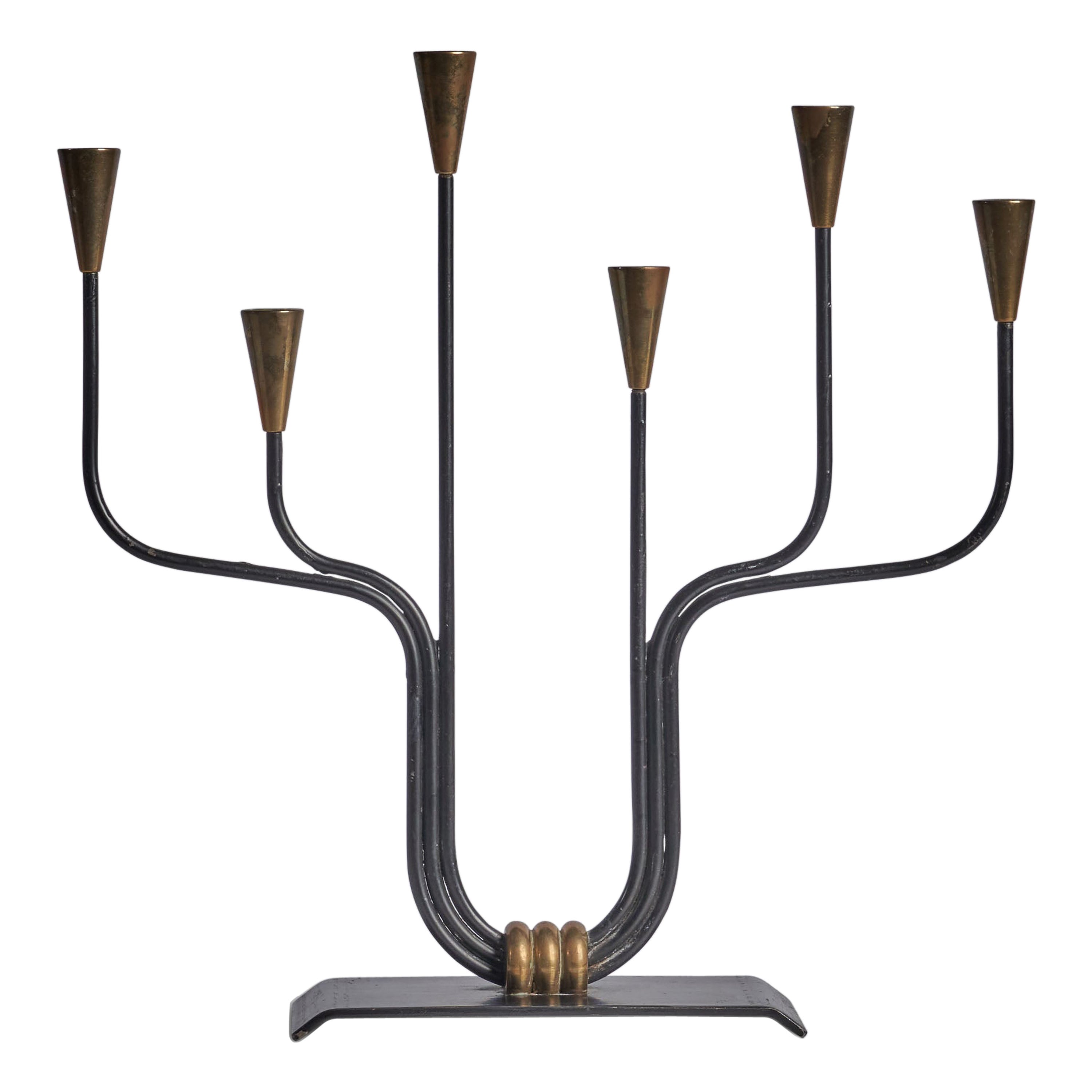 Ystad-Metall, Candelabro, Latón, Metal, Suecia, Década de 1940