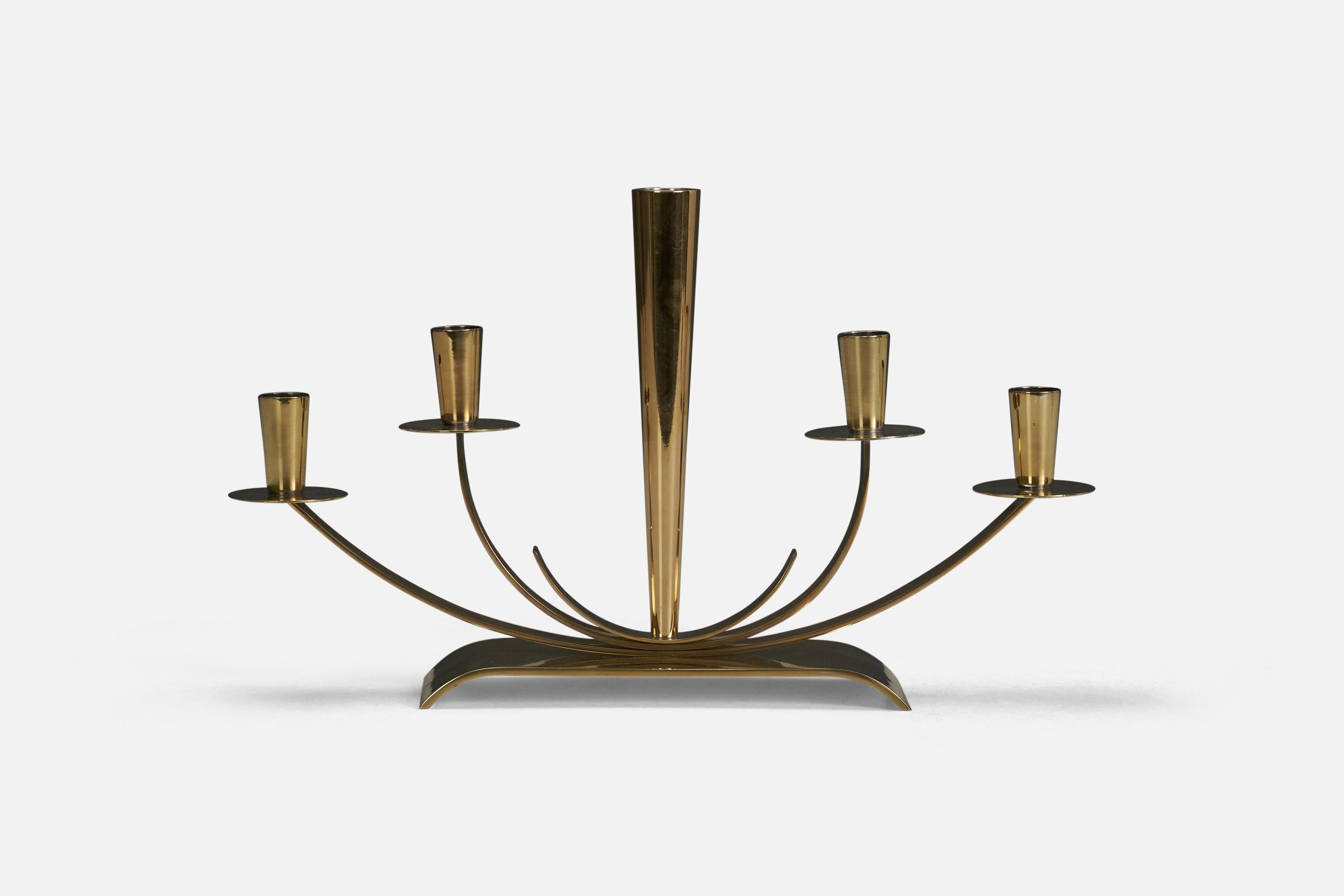 Swedish  Ystad Metall, Candelabra, Brass, Sweden, 1940s For Sale