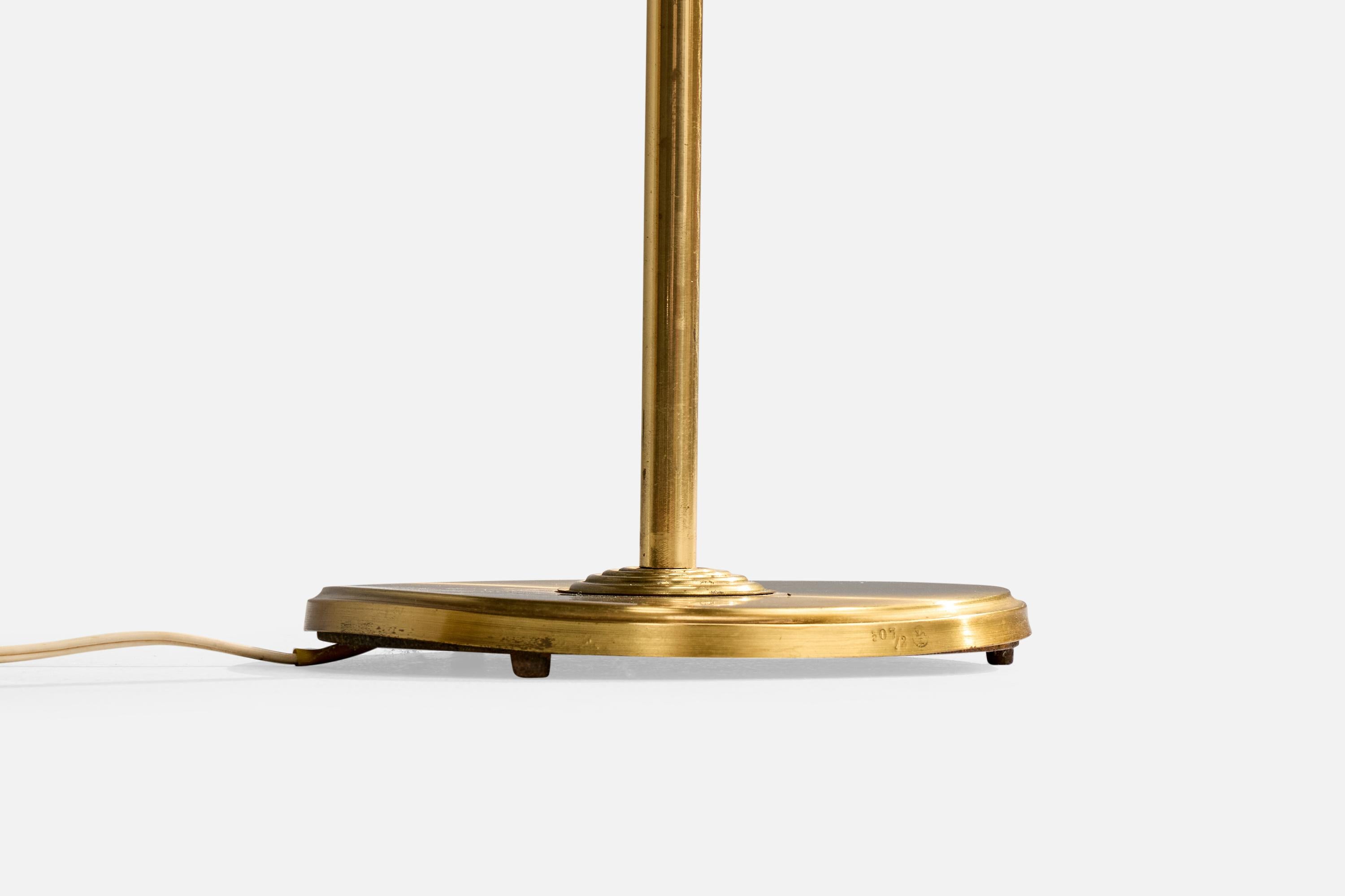 Ystad Metall, Floor Lamp, Brass, Rattan, Sweden, 1950s For Sale 3