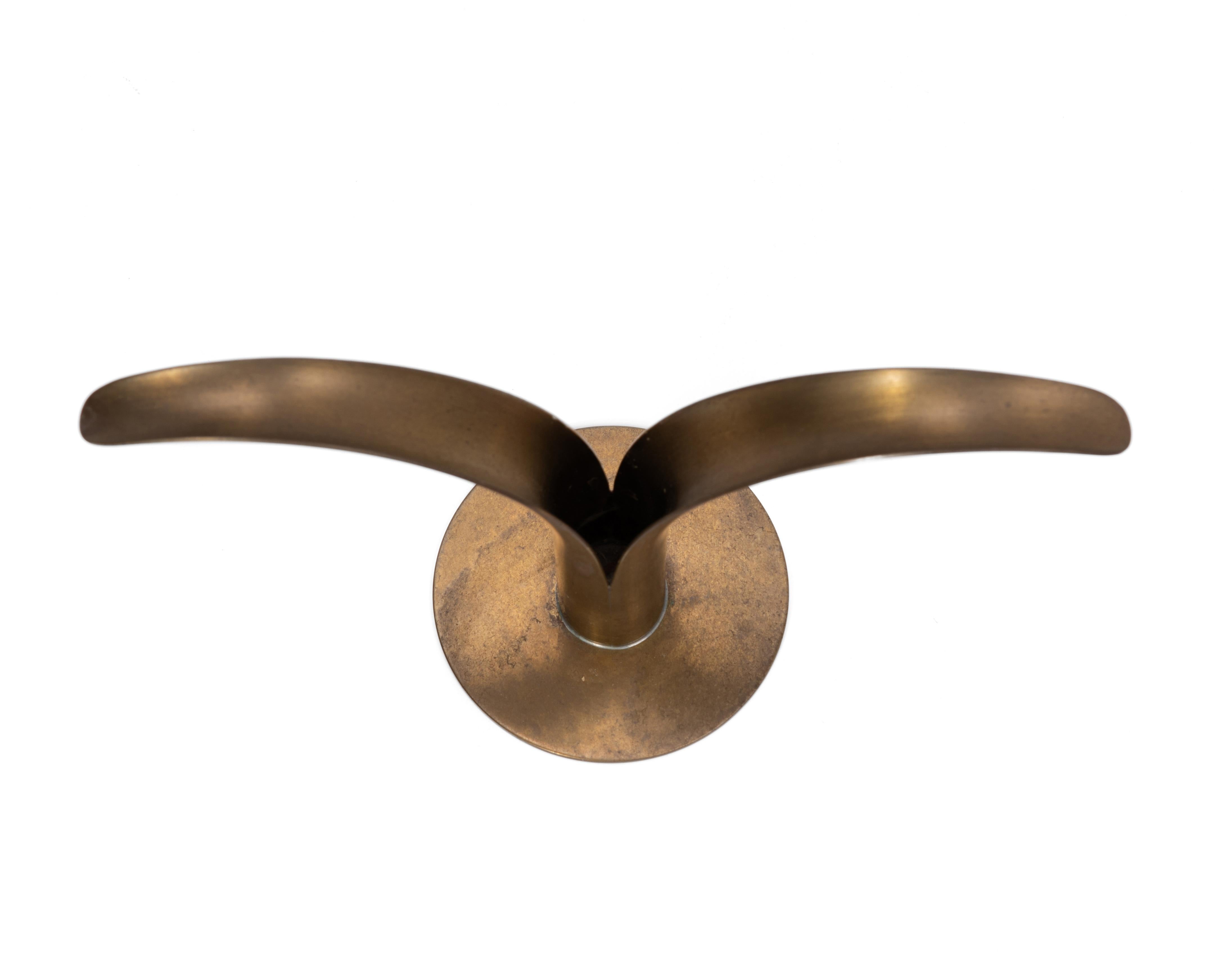 Ystad Metall Ivar Åhlenius Björk Sweden Lily Brass Mid Century Candlesticks Pair For Sale 6