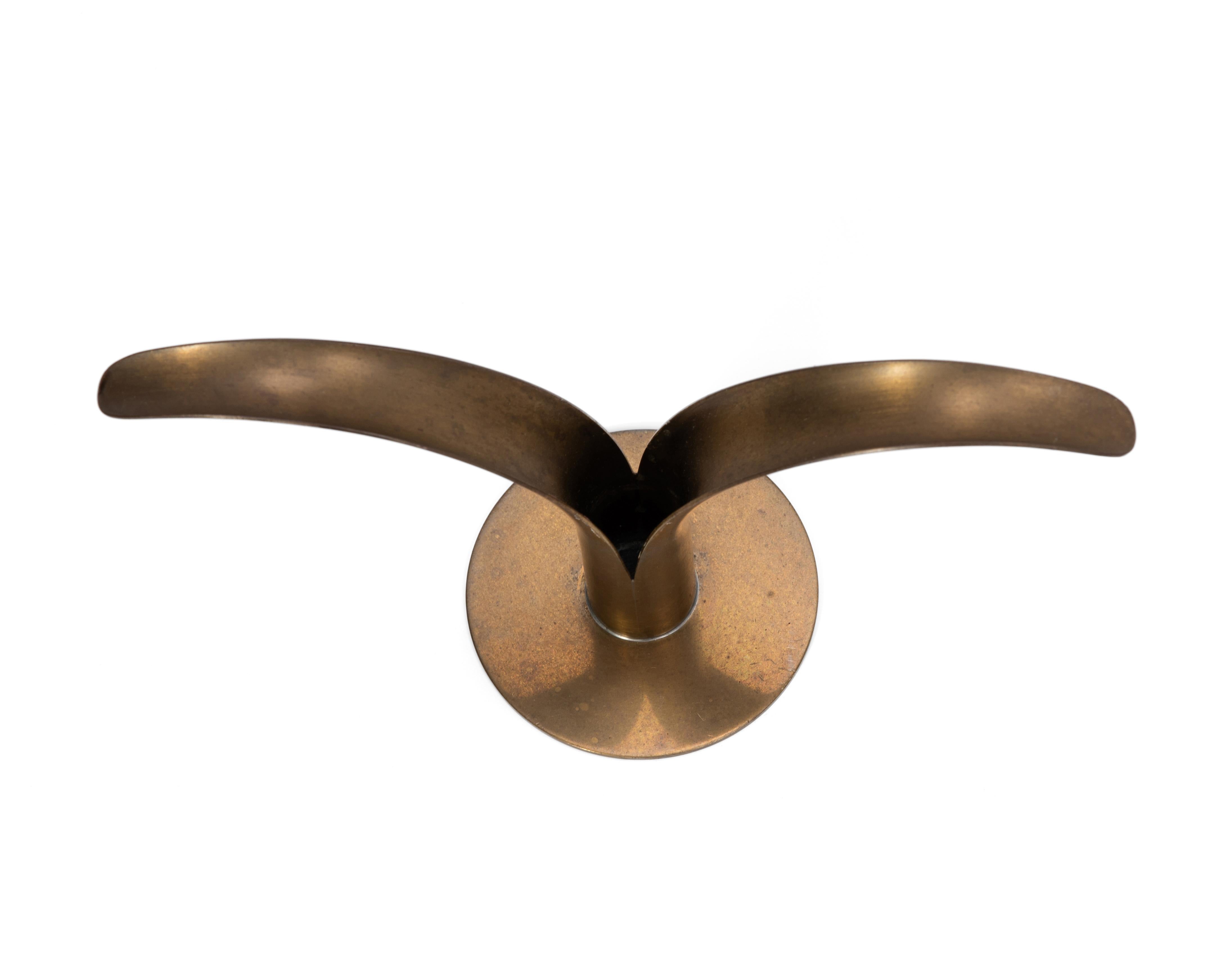 Ystad Metall Ivar Åhlenius Björk Sweden Lily Brass Mid Century Candlesticks Pair For Sale 7