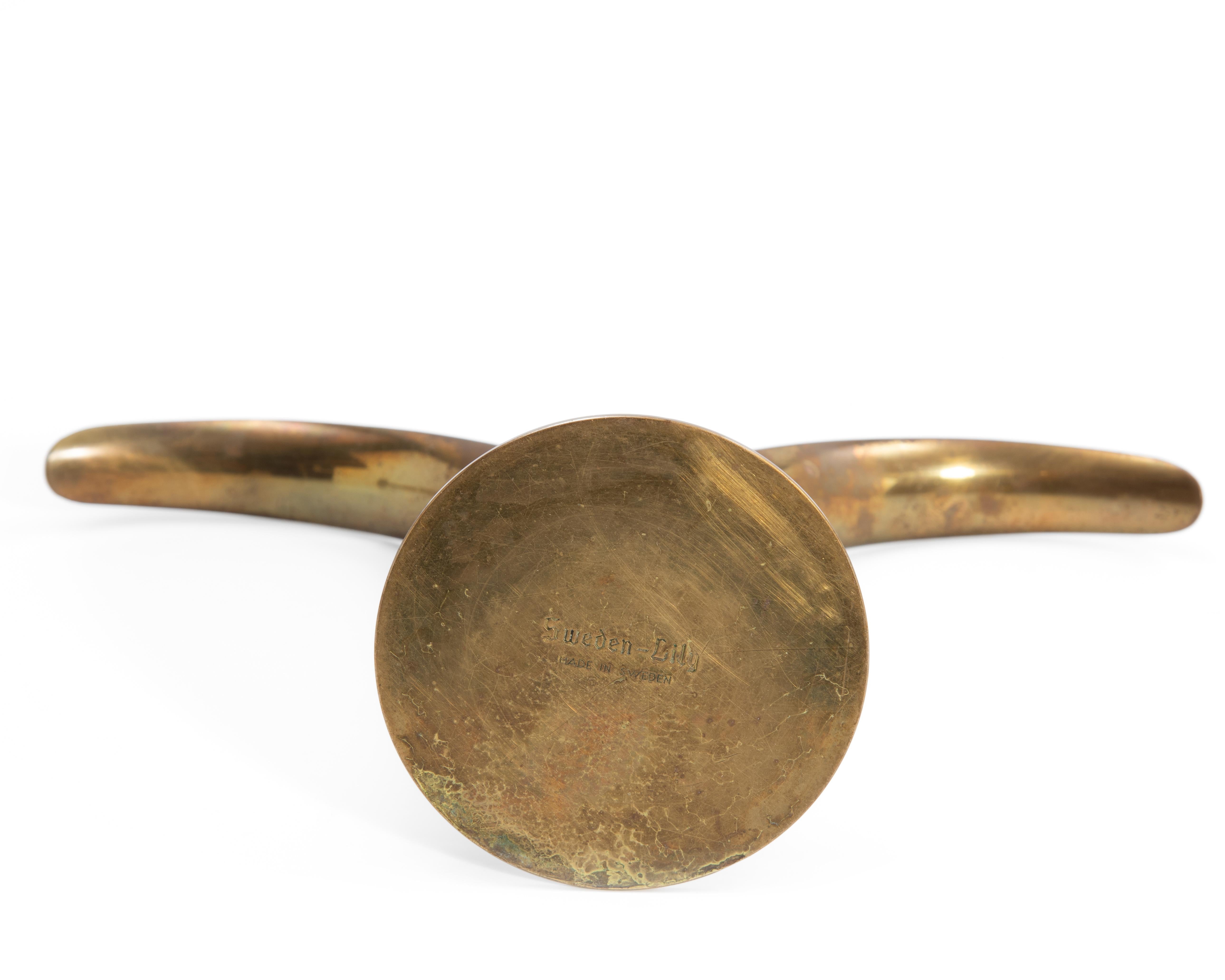 Ystad Metall Ivar Åhlenius Björk Sweden Lily Brass Mid Century Candlesticks Pair For Sale 8