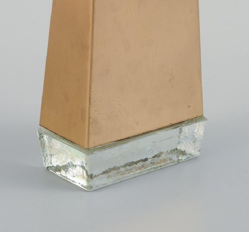 Scandinavian Modern Ystad Metall, Sweden, Rare Vase in Glass and Brass, Approx. 1960s