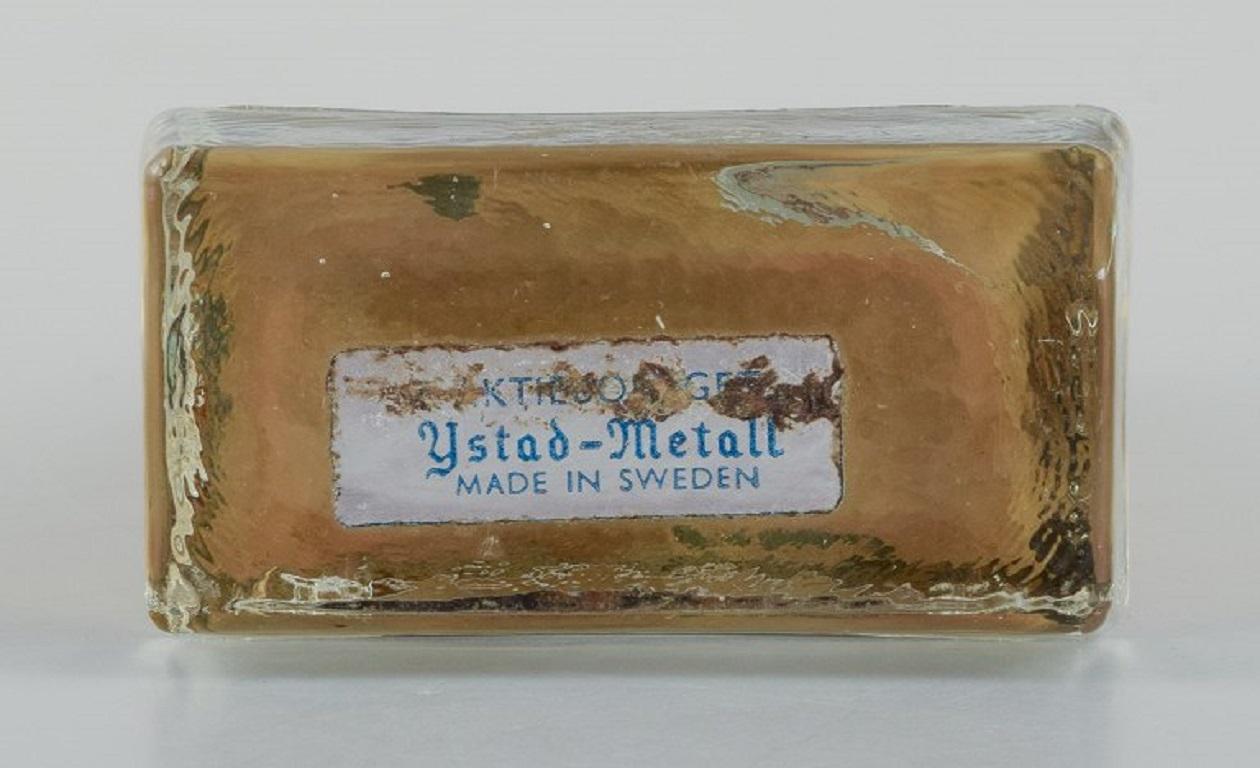 Swedish Ystad Metall, Sweden, Rare Vase in Glass and Brass, Approx. 1960s