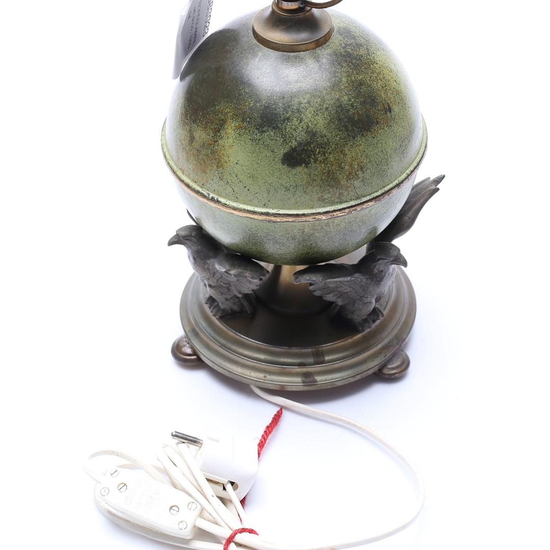 Mid-20th Century Mid-Century Ystad-Metall Table Lamp with Patinated Globe and Bird Motif, Sweden For Sale